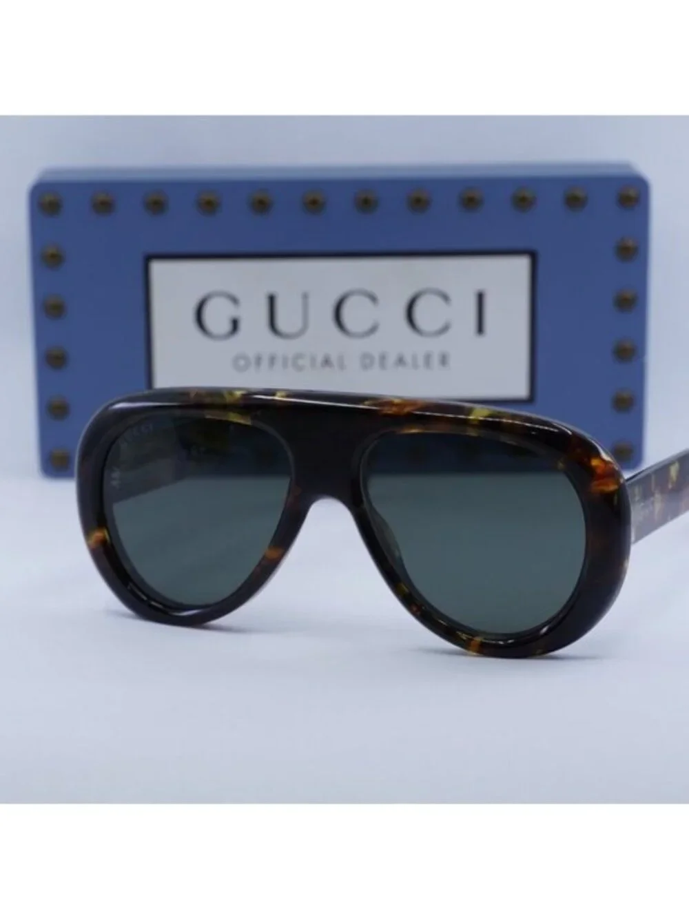 Gucci GG1909S 001 Aviator Sunglasses - Spotted Havana/Grey
